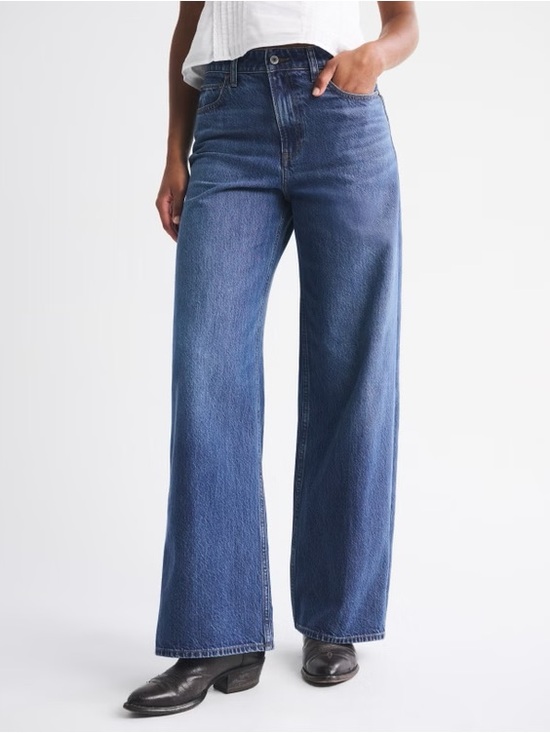 Abercrombie & Fitch Denim - Abercrombie & Fitch The Wide Leg High Rise Curve Love Jeans NWT Size 26 Long